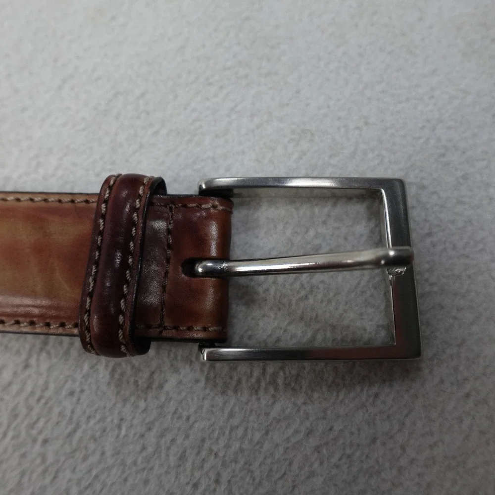 Magnanni Belt Mens 44 Brown Leather Dress Belt Made in Spain 1078